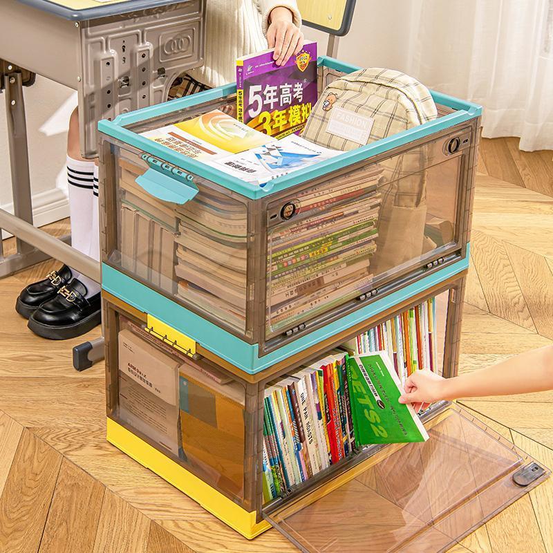 透明书本收纳箱可折叠书箱家用装书箱子整理箱学生书籍整理收纳盒