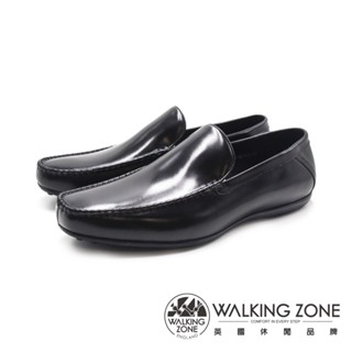 WALKING ZONE(男)方頭車縫樂福皮鞋 男鞋-亮黑色