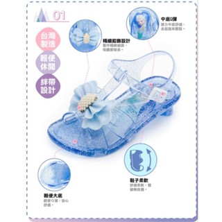 【Disney 迪士尼】冰雪奇緣 女童鞋FOKT41596 臺灣製造 SGS認證 輕便Q彈柔軟 童低跟果凍涼鞋-藍