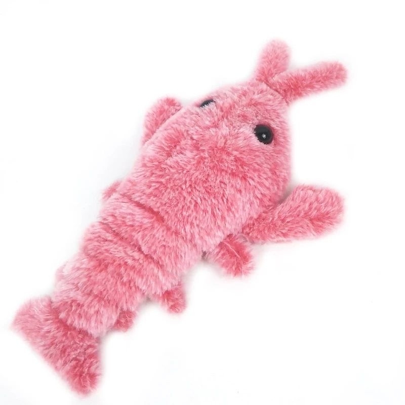 跳跳蝦 可充電 仿真 龍蝦 觸碰 逗貓 毛絨 玩具 粉紅色