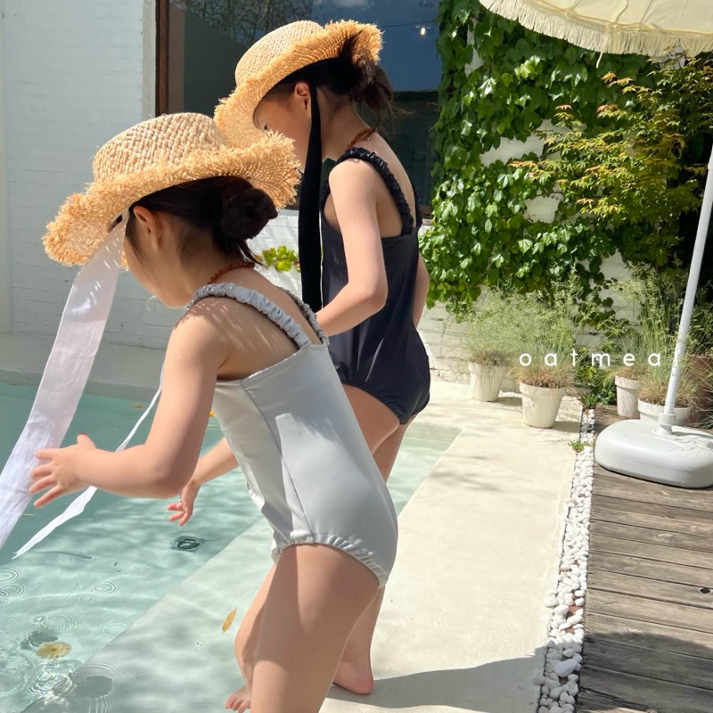 ruibebe| 韓國童裝oatmeal 素色連身泳裝 女童泳裝 泳裝代購 正韓童裝 韓國製