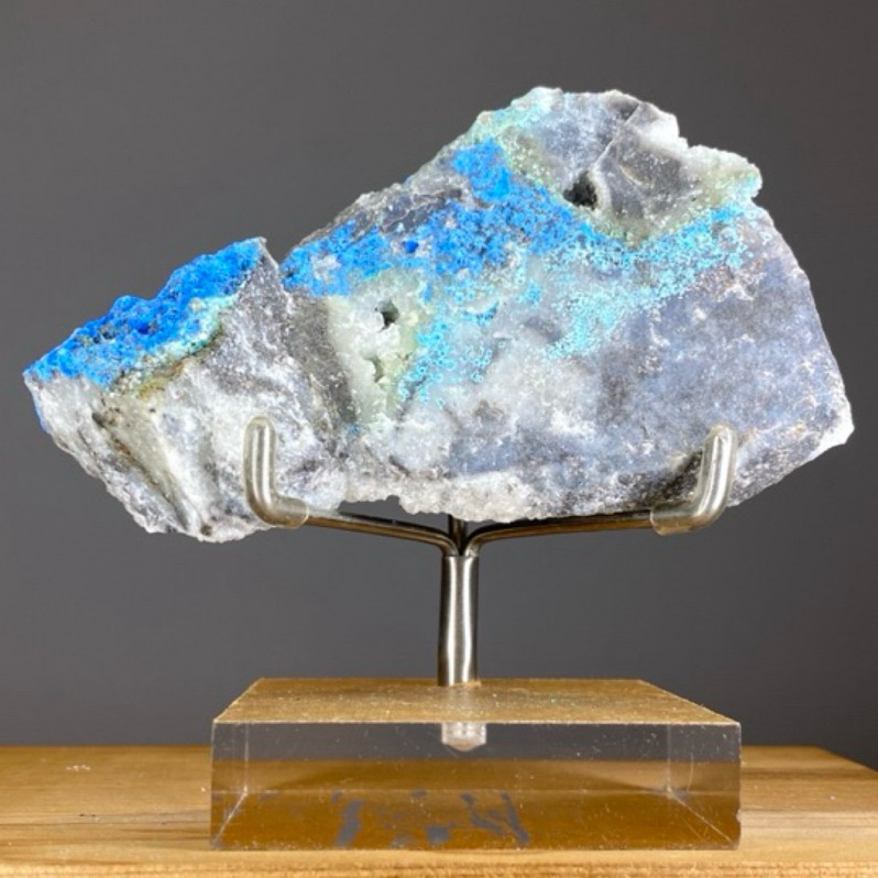 雲南三水鋁共生矽孔雀石共生藍銅礦、藍絨原礦-居家、辦公室微景觀擺件