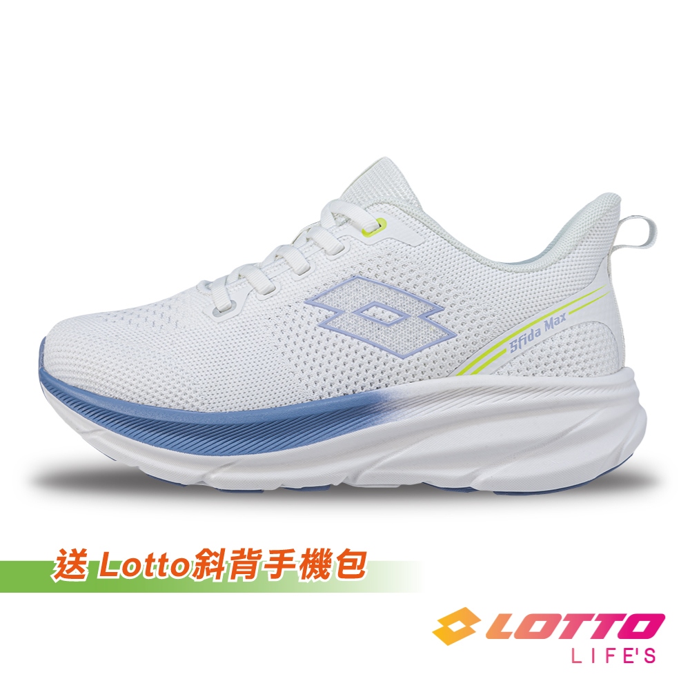 【LOTTO 義大利】女 SFIDA MAX 輕量極避震飛織跑鞋 (白/紫-LT4AWR5997)