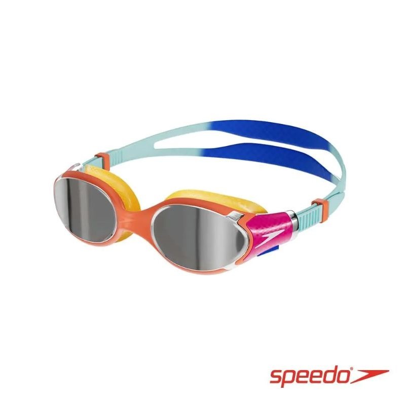 【線上體育】Speedo 兒童運動泳鏡 Biofuse2.0 鏡面 藍/火山橘 適合6-14y