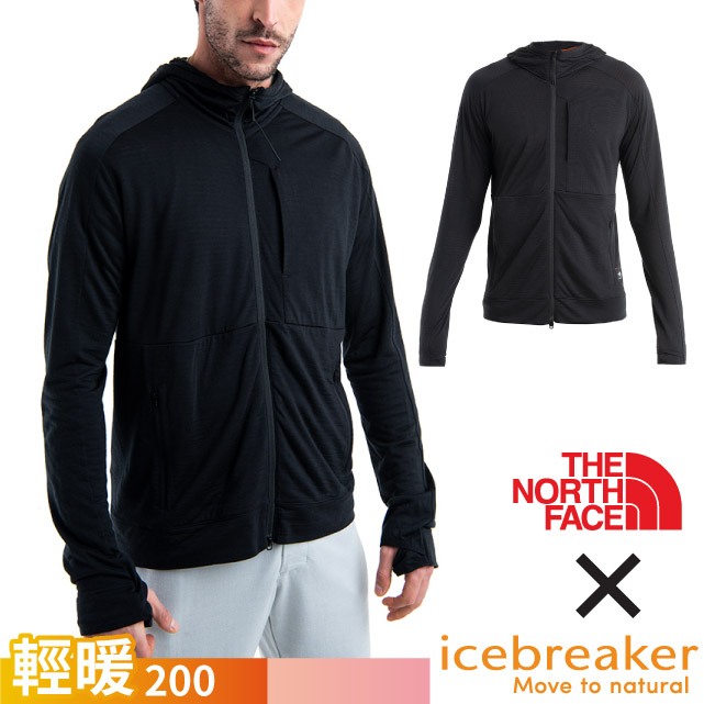 【Icebreaker】男 聯名款美麗諾羊毛混紡刷毛保暖連帽外套 RealFleece 夾克 風衣_黑_IB0A56VW