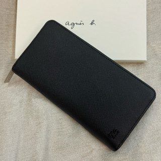 全新 agnes b 蜥蜴 黑色 拉鍊 拉鏈 牛皮 真皮 長夾 皮夾 ㄇ型 錢包 正品 防刮 男用 女用 小b 日本限定