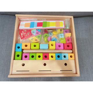 二手 轉 classic world 正版木製益智串珠套柱玩具 序列教具 益智遊戲