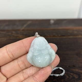 【御古齋】精選天然 緬甸玉 A貨翡翠 彌勒佛 財神 項鍊 墜飾 心中帶佛 招財避邪 質優厚莊 透光 附墜鍊 0229