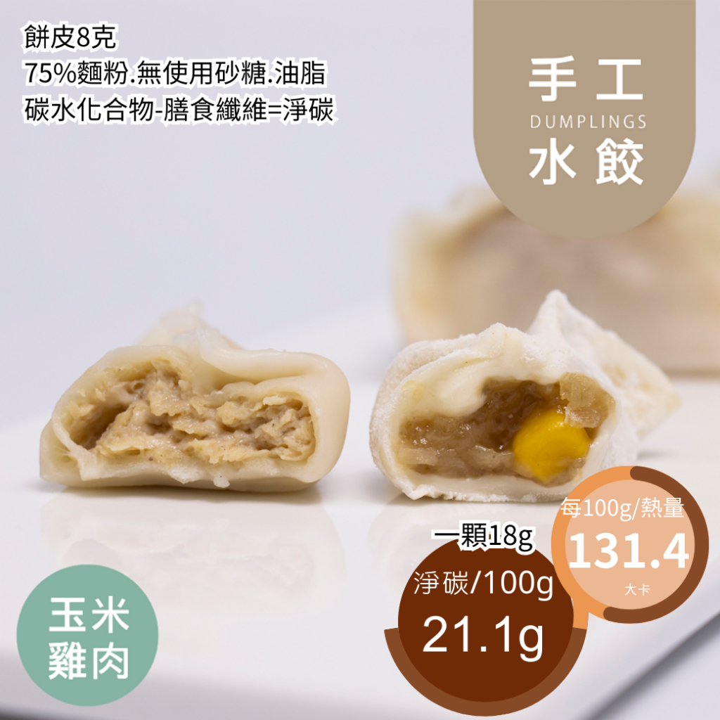 米林香 玉米薄皮水餃131大卡/百克 取代25%麵粉 低脂無蔗糖滿足感 主食 熟食 年菜