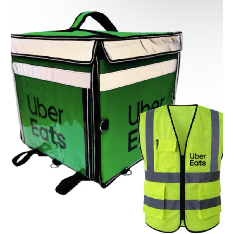 【安全開通組】Uber Eats 經典反光保溫袋（綠）+ 反光背心