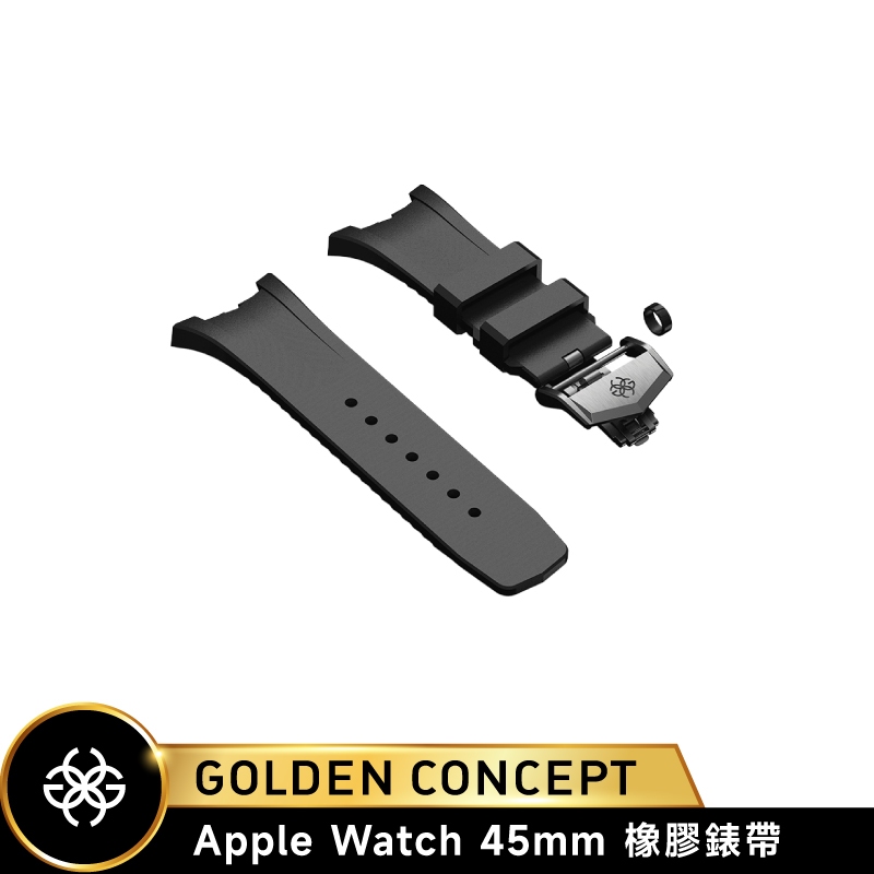 Golden Concept Apple Watch 45mm 黑橡膠錶帶 鈦灰錶扣 SPIII45-BK-TTG