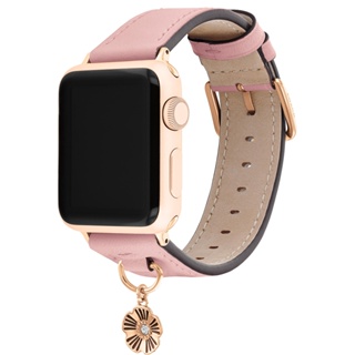 COACH Apple Watch 錶帶 38/40mm 適用 茶花吊飾皮錶帶 - 粉紅色(不含手錶)