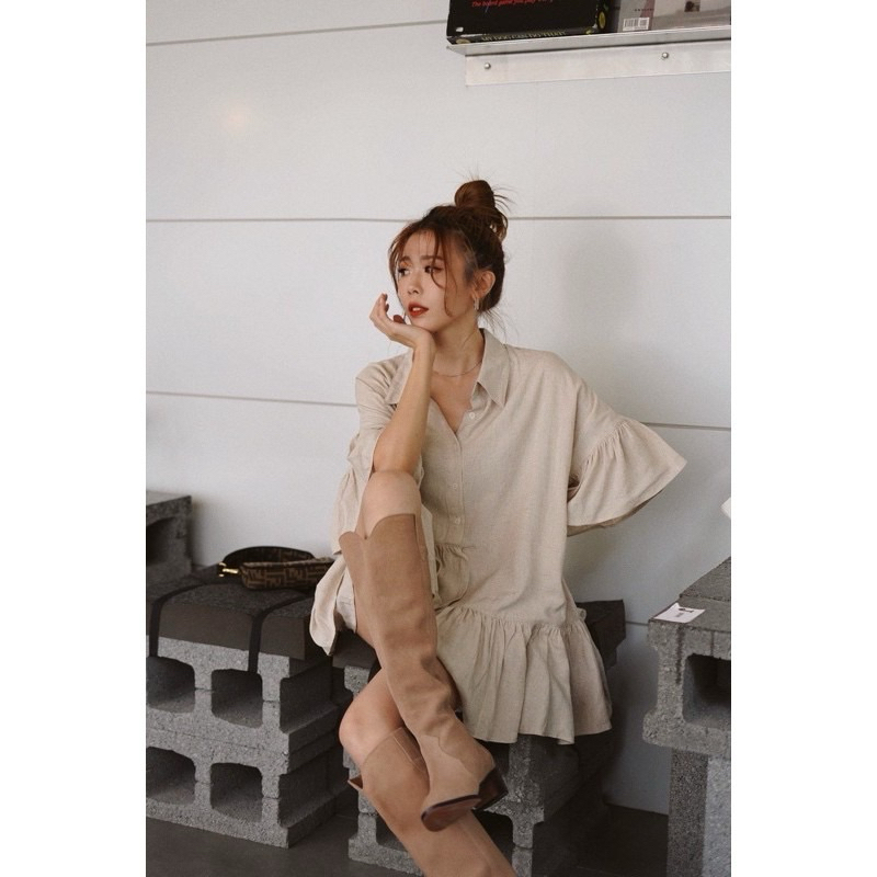 轉售Miyuki Select Miyuki Select 品牌手工真皮麂皮西部長靴 黑色 灰棕36 37現貨快速寄