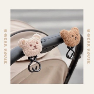 [臺灣現貨］🧸熊熊屋🧸韓國INS風 刺繡小熊 嬰兒推車 魔術貼 掛勾 寶寶小熊頭 媽咪包掛勾