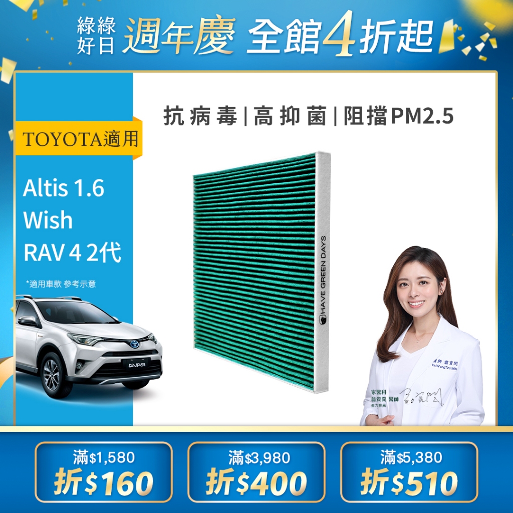 適用 TOYOTA 豐田 Altis 1.6 / Wish /RAV 4 二代 汽車濾網 HEPA冷氣濾芯 GTY001