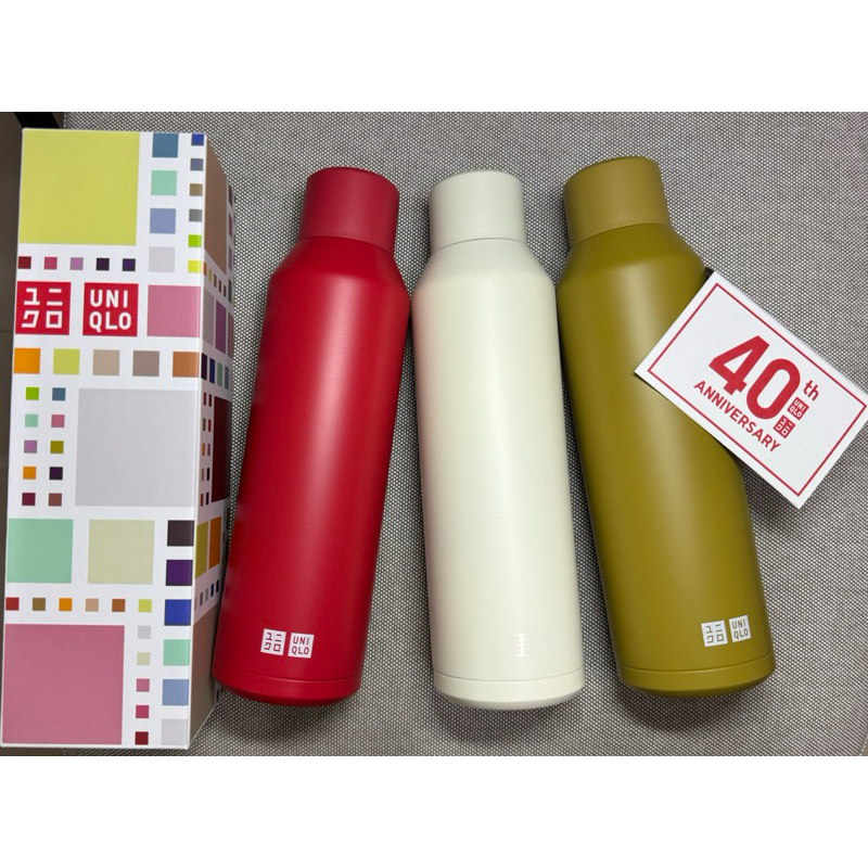 UNIQLO 40週年 碳酸飲品不鏽鋼保溫瓶 碳酸保溫瓶 不鏽鋼保溫瓶 隨行保溫瓶 6號乳白色15號紅色 22號黃褐色