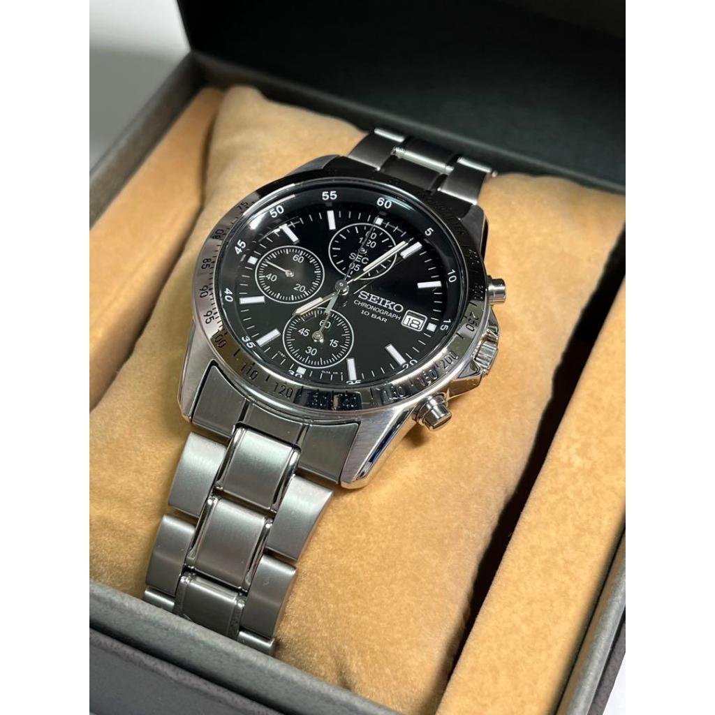 /出售/Seiko 日本國內販售款 三眼計時手錶  7T92-0DW0 深黑面X白銀框