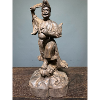 阿一藝品 大尊 【濟公活佛】 高檔藥沉 降龍羅漢 鎮宅保平安 宗教藝品 家居佛堂擺件 木雕濟公擺件K57