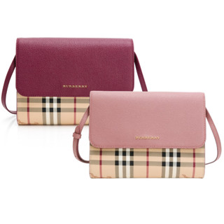 【BURBERRY 巴寶莉】 BURBERRY 全皮革翻蓋斜背包後拉鍊 (多色選)