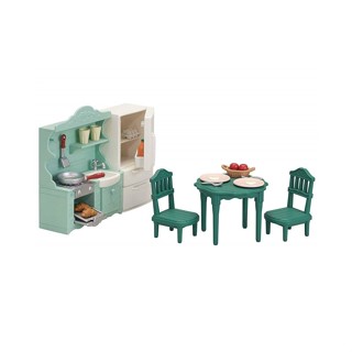 Sylvanian Families日本森林家族 廚房家具配件 廚房餐廳傢俱組(餐桌椅 灶臺 冰箱) 家家酒玩具