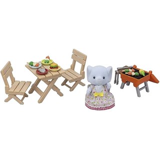 Sylvanian Families日本森林家族 大象姐姐野餐套組(大象姊姊 烤爐 野餐桌椅 食材 盤子)家家酒玩具