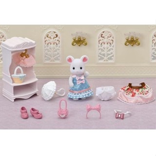 Sylvanian Families日本森林家族 TOWN時尚名媛棉花糖鼠套組(鼠 配件*7 衣櫃 服裝*3)家家酒玩具