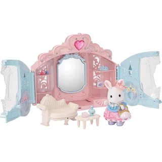 Sylvanian Families<日本森林家族>時尚白兔馬車更衣室組(南瓜馬車 人物 配件*14)家家酒玩具