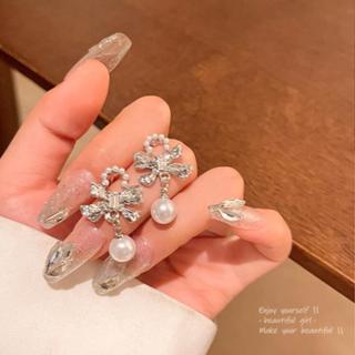 衣時尚 耳環 耳環 耳環 新款小眾蝴蝶結耳環女高級設計感百搭氣質珍珠耳環耳飾品S210-85538.