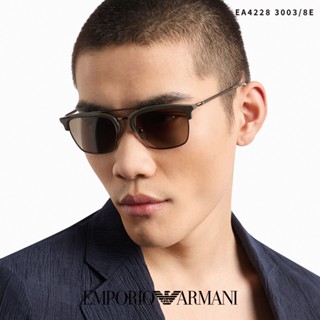EMPORIO ARMANI 太陽眼鏡 EA4228 30038E-55mm 雙槓 眉框 - 金橘眼鏡