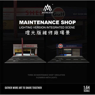 【六四分之一】 MOREART｜GULF海灣石油｜SHELL殼牌石油 主題維修廠｜1/64 模型車專用 建築物場景