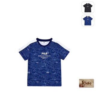 【FILA】KIDS 孩童款 吸濕排汗 短袖 運動上衣-深藍 1TEX-8300-DB