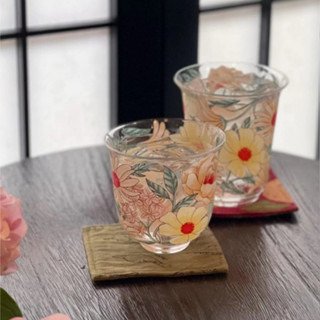 【臺灣24h出貨】繁花系列玻璃杯 耐高溫杯 家用早餐杯 牛奶杯 水杯 高顏值咖啡杯 送禮