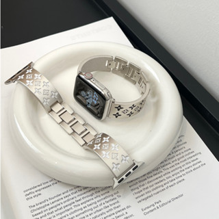 適用Apple Watch錶帶 經典老花手鐲彎片金屬錶帶 iwatch8 S9SE 蘋果手錶帶S7 45/49mm錶帶