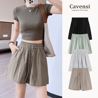 【Cavensi】高顔值又好穿 S-4XL 大尺碼短褲女 冰絲涼感 山本褲 短褲 加大碼短褲 鬆緊 高腰 休閒 A130