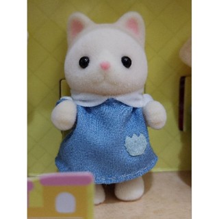 森林家族 新品拆售 幼稚園制服寳寳〔牛奶貓寳寳+藍色側揹包〕牛奶貓 寳寳 制服 站寳