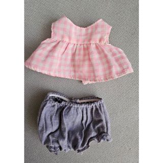 mell 小美樂娃娃 粉格子上衣 褲子 衣服 家家酒 玩具