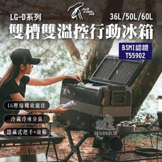 ❄️【艾比酷】❄️雙槽雙溫控車用冰箱 LG-D36 D50 D60 露營冰箱 LG壓縮機 冷凍冷藏 戶外冰箱 移動冰箱