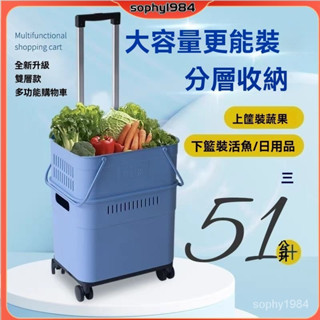 🍀菜籃車🍀 買菜車 購物車 好收納 買菜購物車 折疊 小拉車 折疊手拉車 買菜車拉車折疊手推車加固推車輕便露營推車大容量