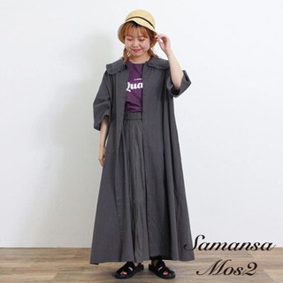 Samansa Mos2 可愛荷葉翻領寬鬆排釦洋裝(FB46L0H1280)