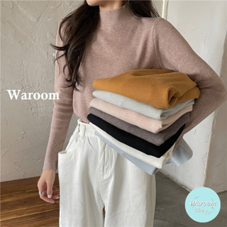 Waroom 高雄出貨 超值上衣 打底衣 半高領坑條包心紗針織上衣|女裝|內搭|長袖上衣|毛衣|針織衫|保暖 A572