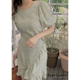 [Eyes Queen]現貨 法式溫柔風初戀裙 小個子短款顯瘦碎花連身裙子 碎花洋裝 碎花魚尾洋裝 碎花連身裙
