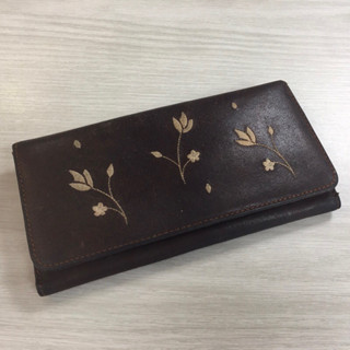 《二手精品》LISANZA厚牛皮 原皮 三折長皮夾