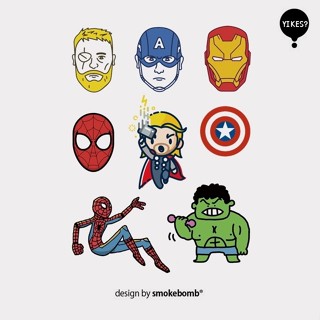Q版卡通 漫威 蜘蛛人 鋼鐵人 美國隊長 綠巨人 浩克 MARVEL 紋身貼紙 兒童紋身 SMOKE家