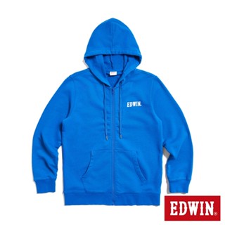 EDWIN 男款 後背大印花連帽外套(藍色)