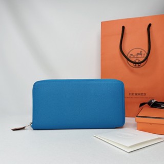 HERMES Silk'In藍色絲巾長夾