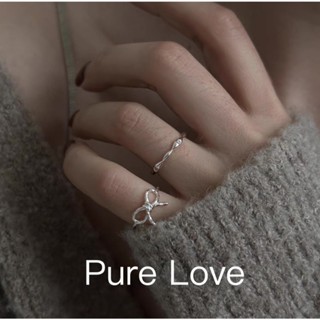 Pure Love樂芙 /正韓 【R0755】韓系簡約S925純銀不規則紋理蝴蝶結開口可調式戒指 / 銀