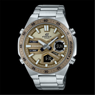 CASIO EDIFICE 卡西歐 世界時間 十年電力 雙顯示 銀X大地色 (EFV-C110D-5A) [秀時堂]