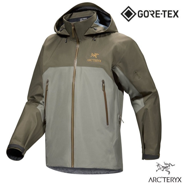 【ARCTERYX 始祖鳥】男 防水透氣連帽外套 Gore-Tex 風雨衣_糧草綠/龍紋綠_X000007082