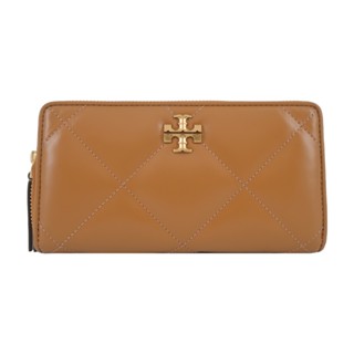 TORY BURCH KIRA 納帕皮革菱格紋拉鍊長夾(棕色)｜100%原廠真品｜JS Maxx官方旗艦館