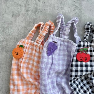 OOPET ♡ 現貨｜韓國 水果格紋連身褲 S-2XL｜韓國品牌 韓國寵物服飾 寵物衣服 狗狗衣服 貓咪衣服